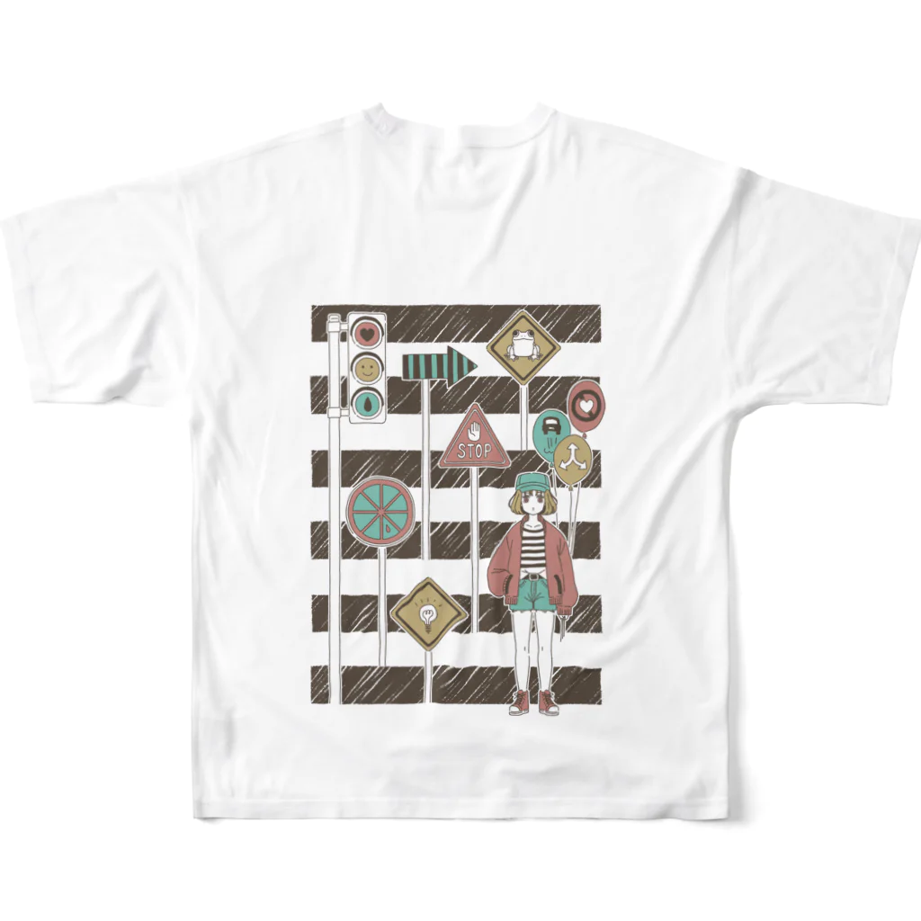 OKAKA屋の横断歩道 All-Over Print T-Shirt :back