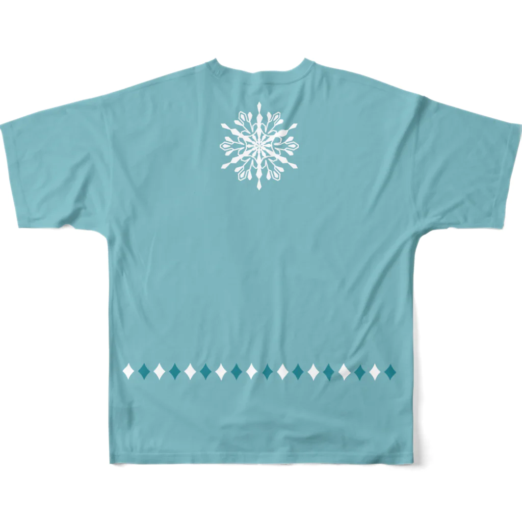 このはな素材屋のグッズ屋の雪の花06（ターコイズ） フルグラフィックTシャツの背面