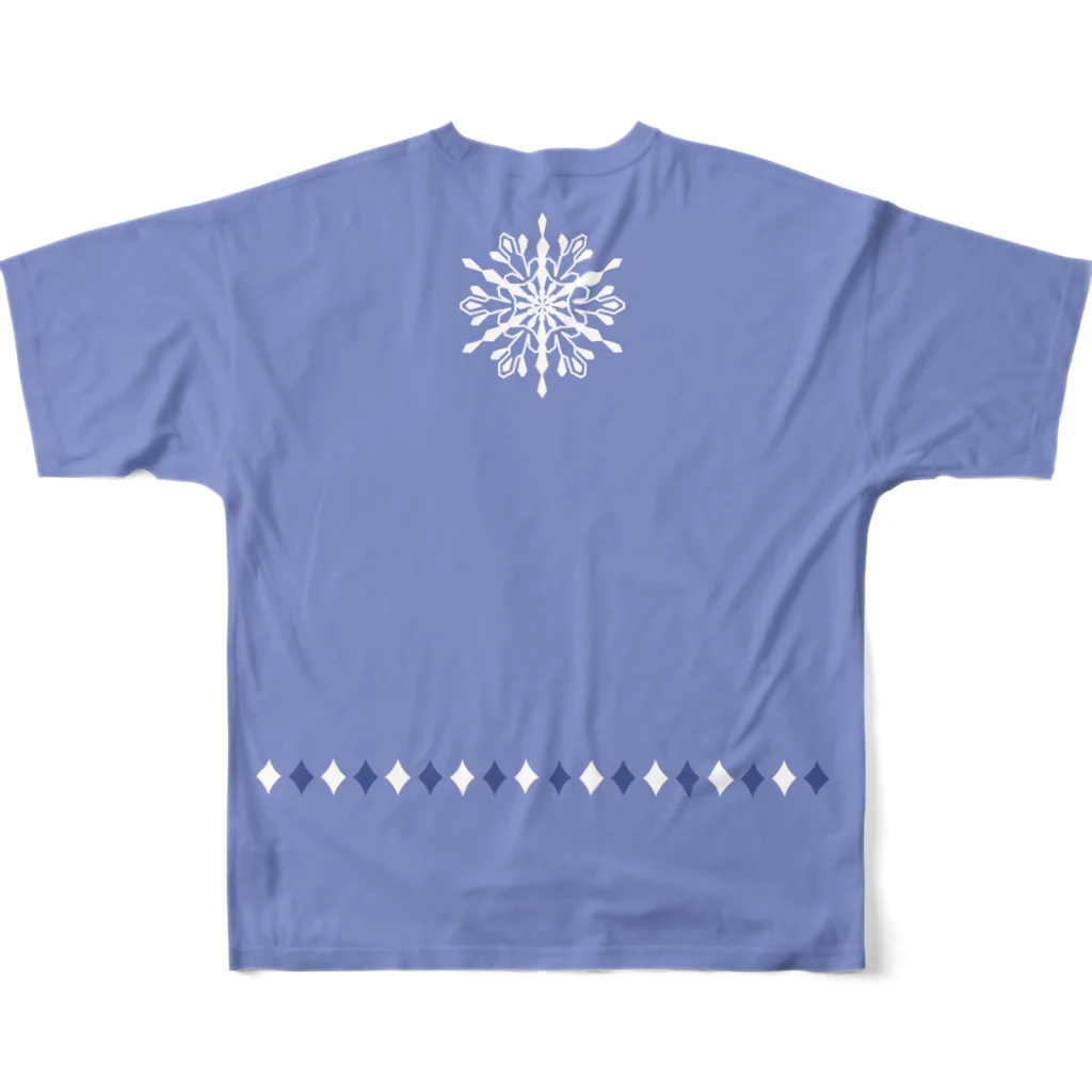 このはな素材屋のグッズ屋の雪の花06（ラベンダー） フルグラフィックTシャツの背面