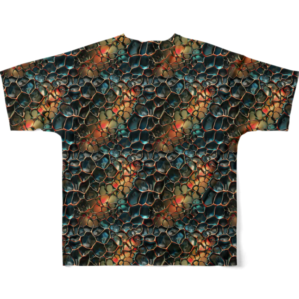 祐画屋の抽象的な迷彩系の毛細血管パターン１ フルグラフィックTシャツの背面