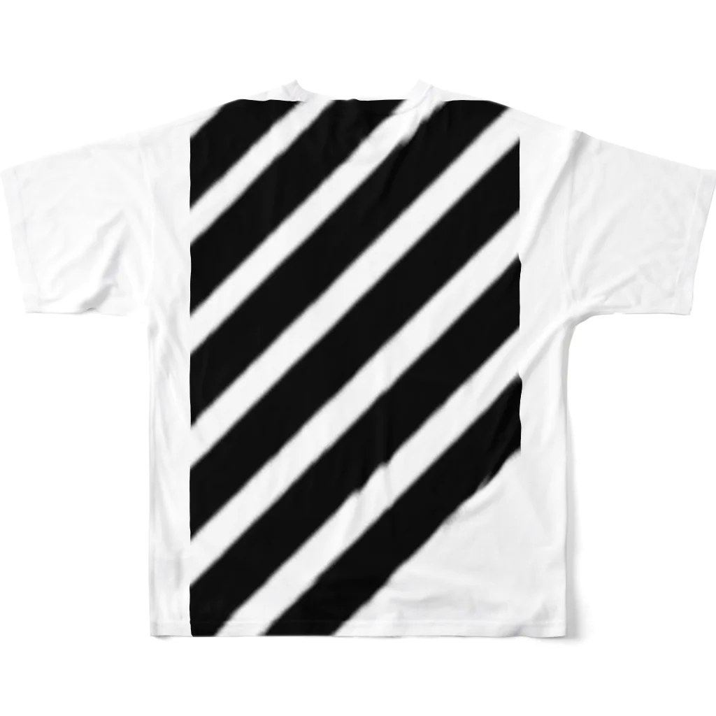 viofranme.のスラッシュ slash ストライプ stripe All-Over Print T-Shirt :back