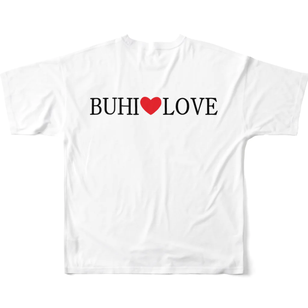 BUHI Shop ふれぶるルーくんのふれぶるルーくん フルグラフィックTシャツの背面