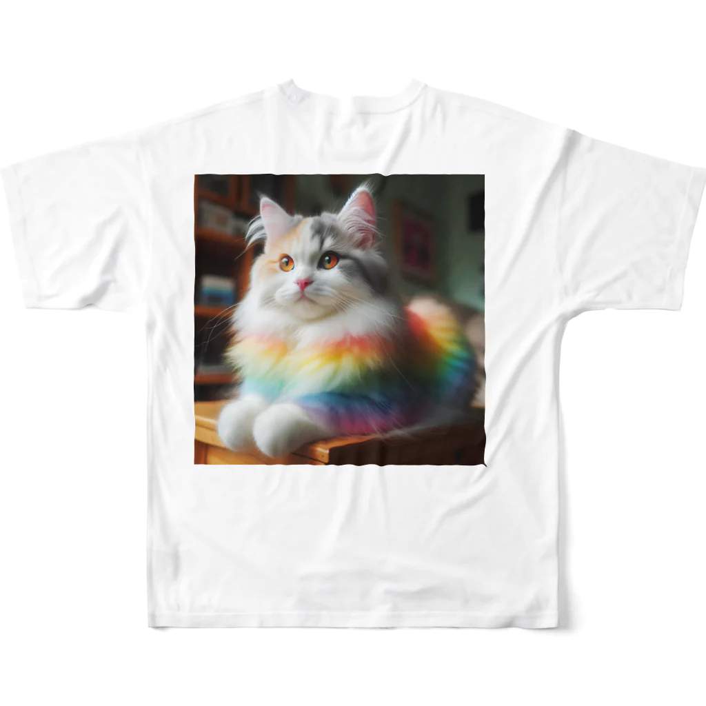 Creation CATの虹色CAT フルグラフィックTシャツの背面