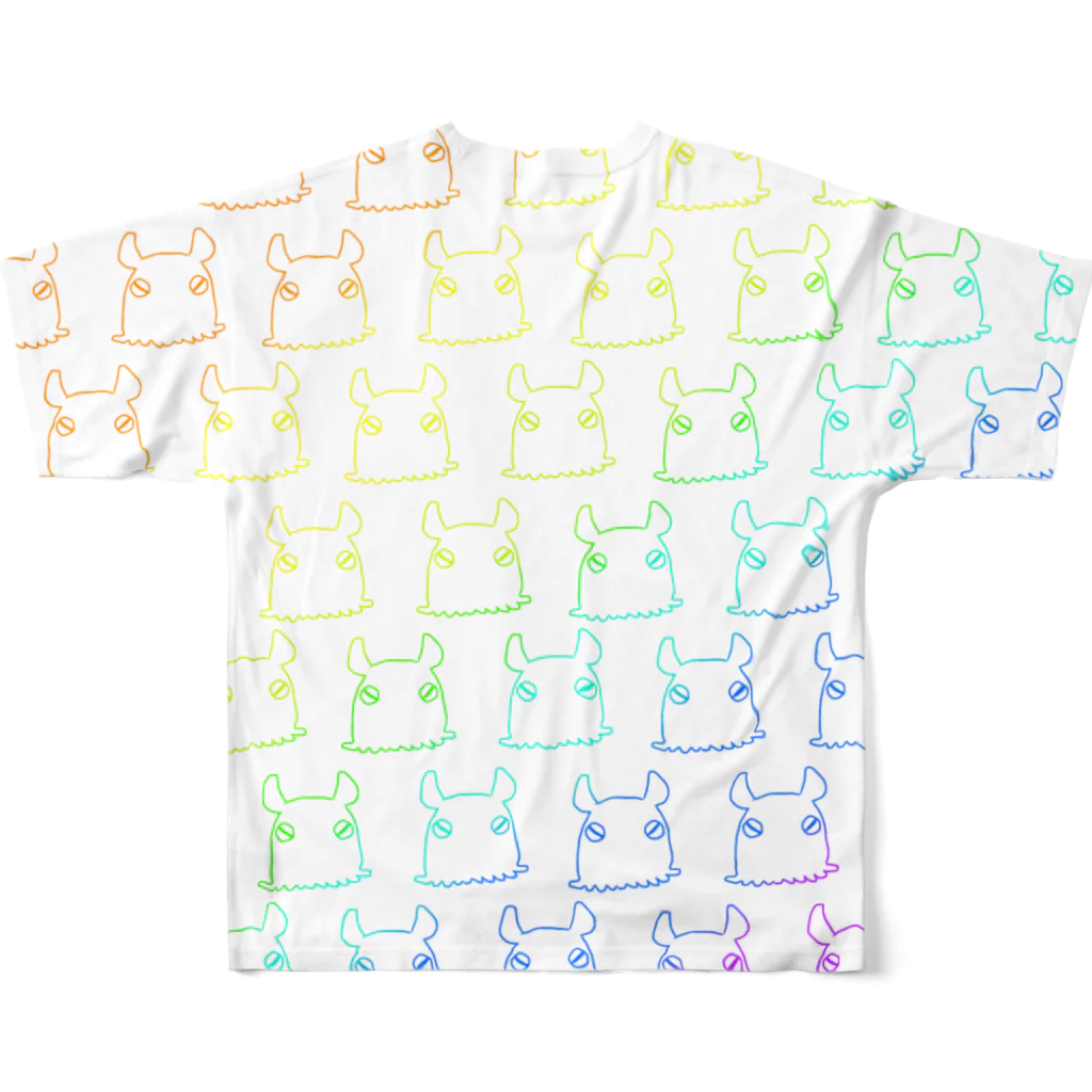 犬小屋のぐらでーしょんめんだこ フルグラフィックTシャツの背面