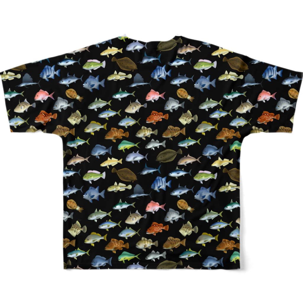 猫と釣り人のFISH_1FB_K All-Over Print T-Shirt :back