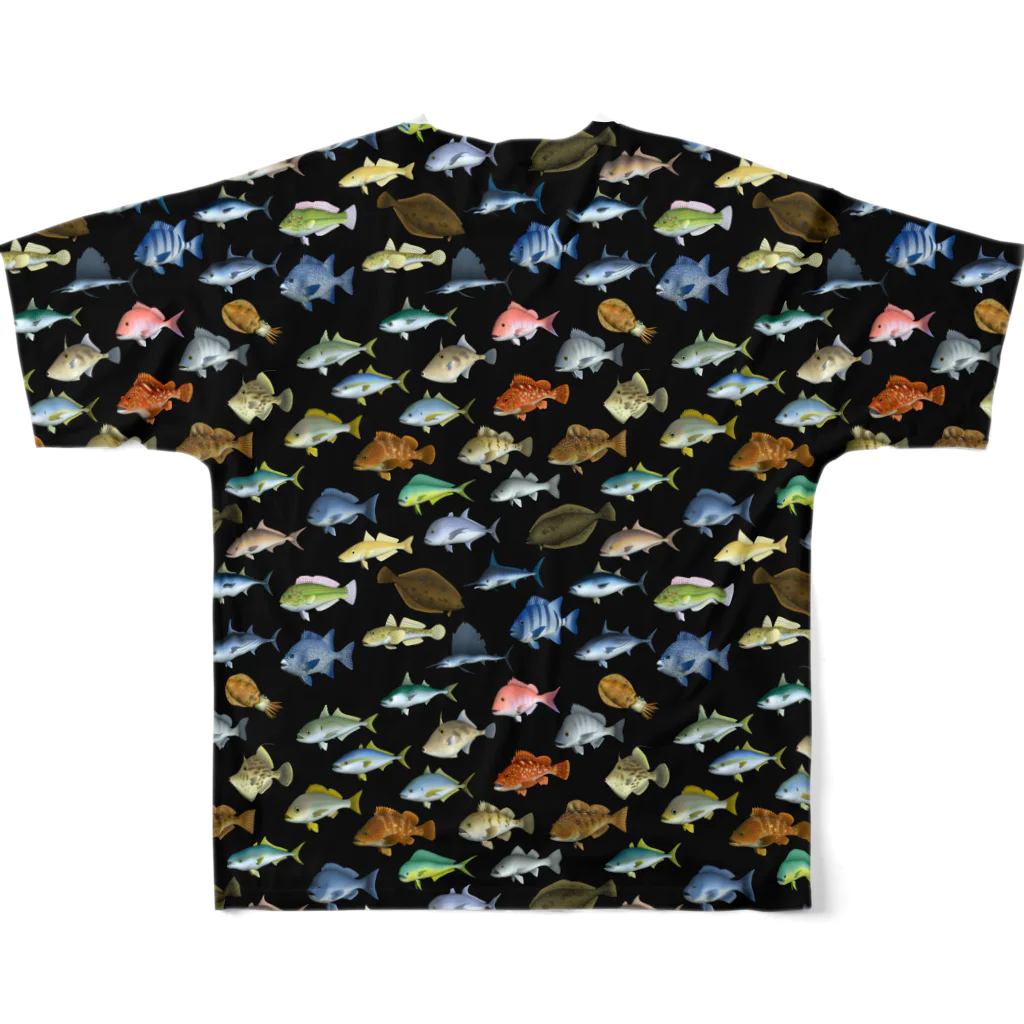 猫と釣り人のFISH_1FB_K フルグラフィックTシャツの背面