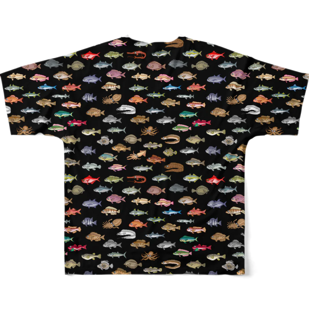 猫と釣り人のFISH_FB_DOT_1K フルグラフィックTシャツの背面