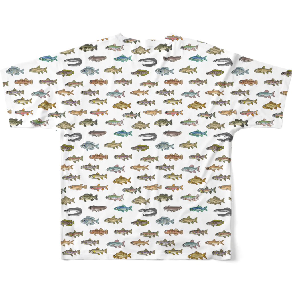 猫と釣り人のFISH_FB_DOT_2 フルグラフィックTシャツの背面