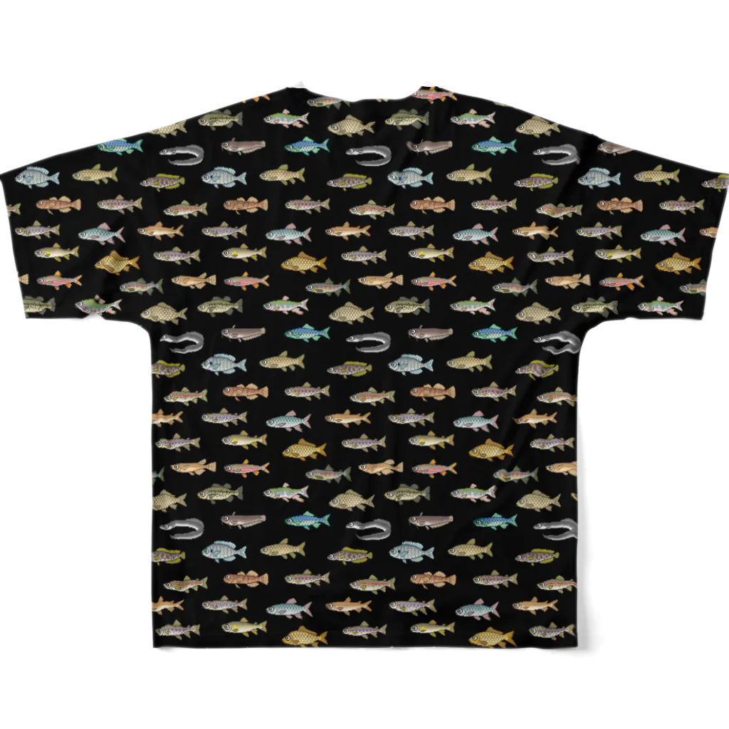 猫と釣り人のFISH_FB_DOT_2K フルグラフィックTシャツの背面