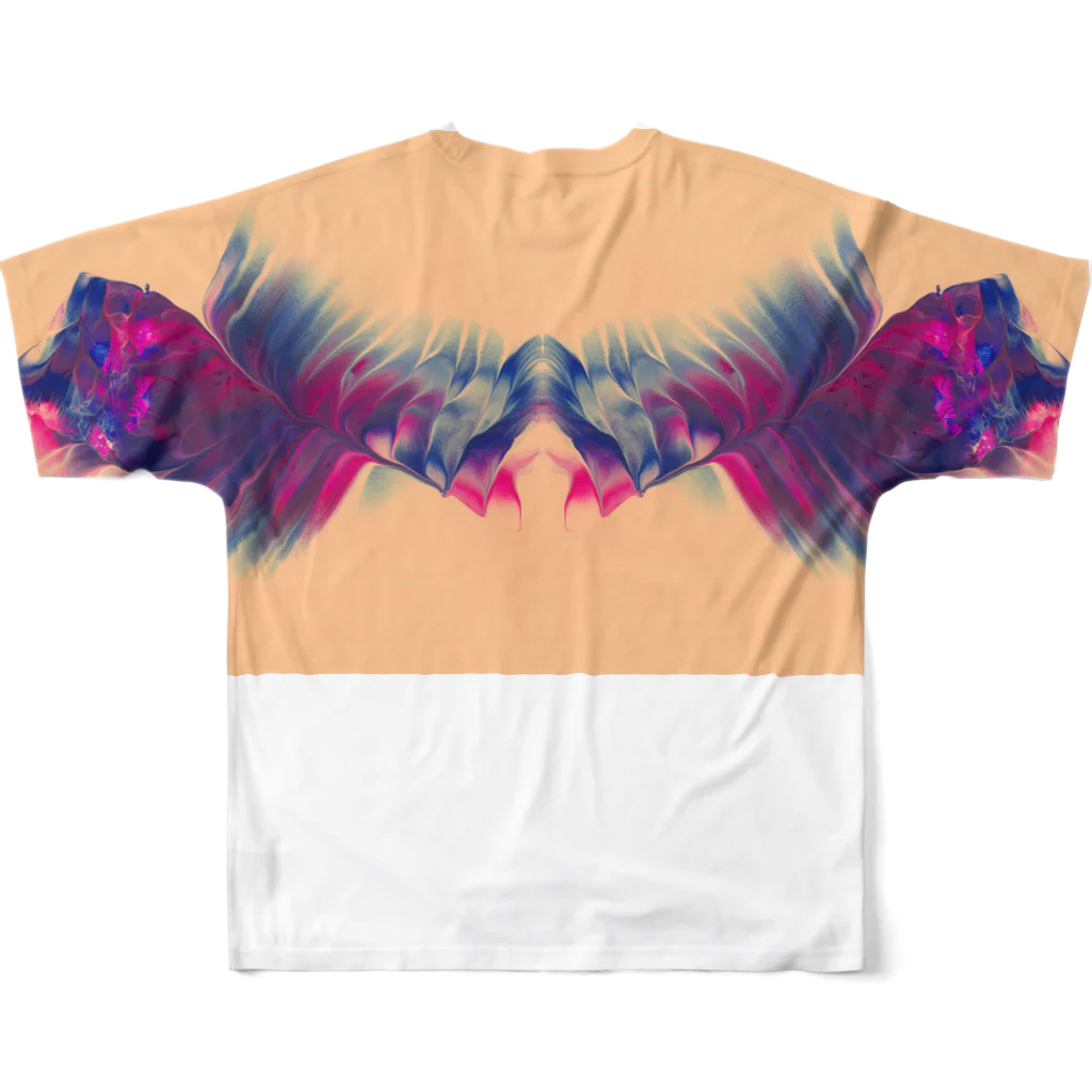 アオムラサキの色彩の羽根 001 フルグラフィックTシャツの背面