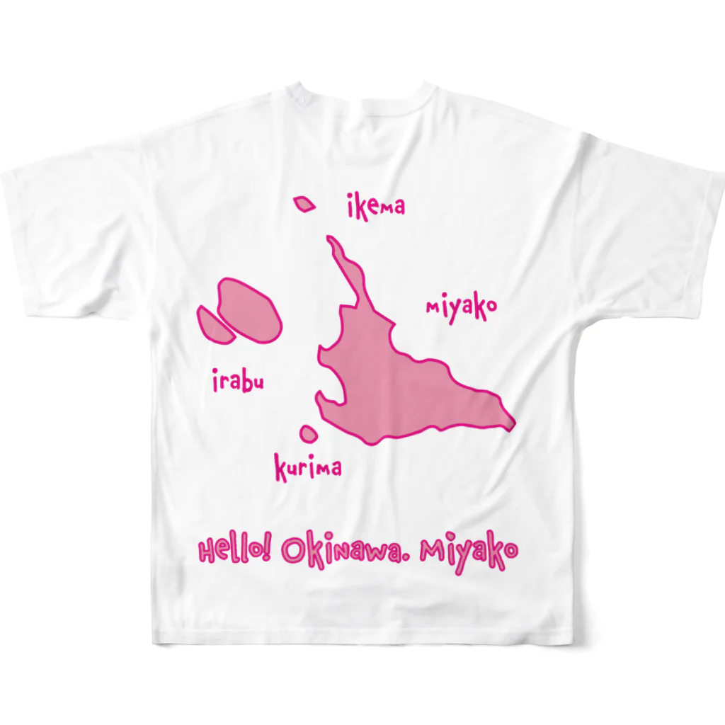 ハロー! オキナワの宮古島地図　ピンク [Hello!Okinawa]  フルグラフィックTシャツの背面