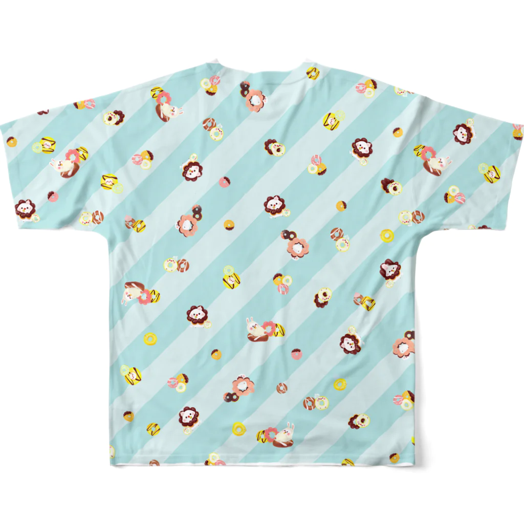 ちゅんすけ（ ●e● ）のドーナッちゅん　みずいろ All-Over Print T-Shirt :back