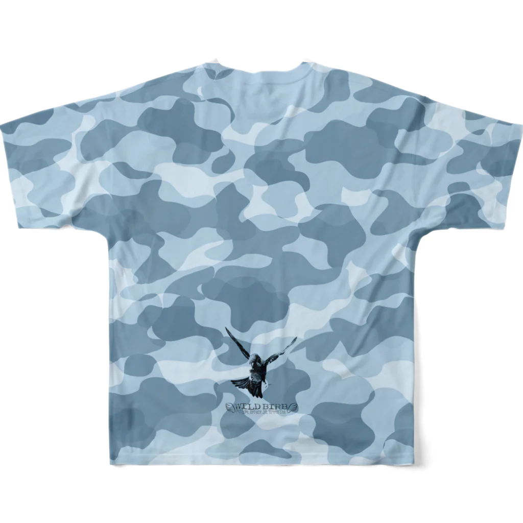 “すずめのおみせ” SUZURI店のWILD BIRB All-Over Print T-Shirt :back