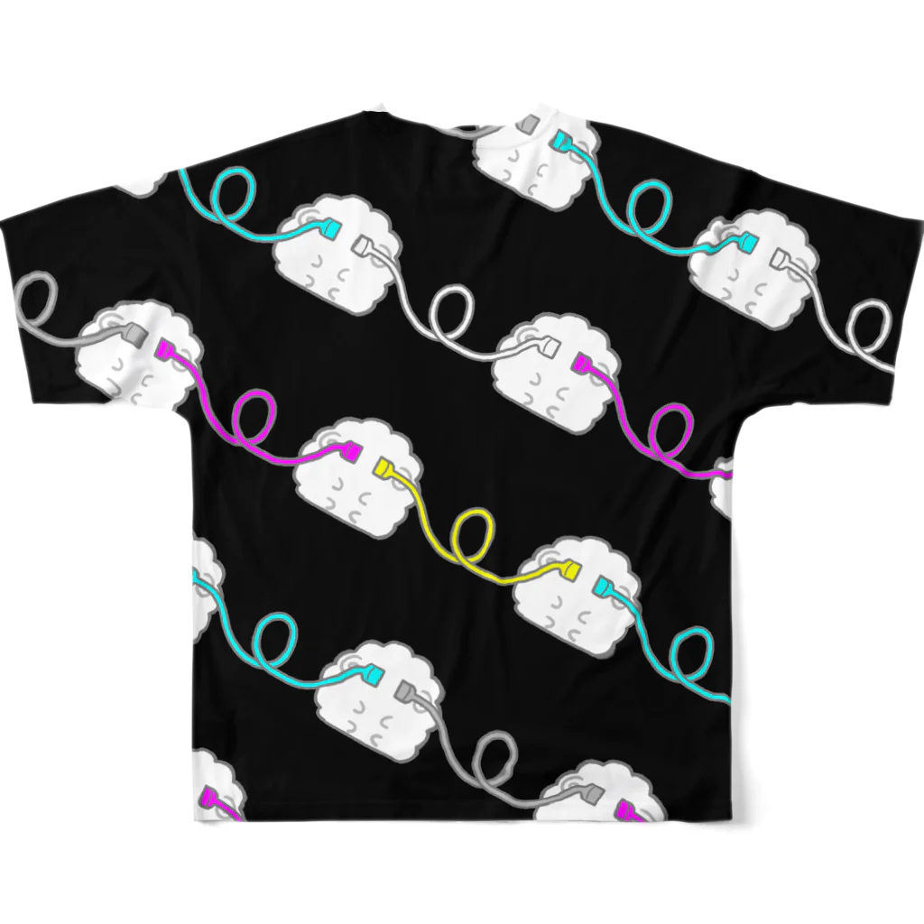 ねんねのつながるねんねくんBLACK All-Over Print T-Shirt :back