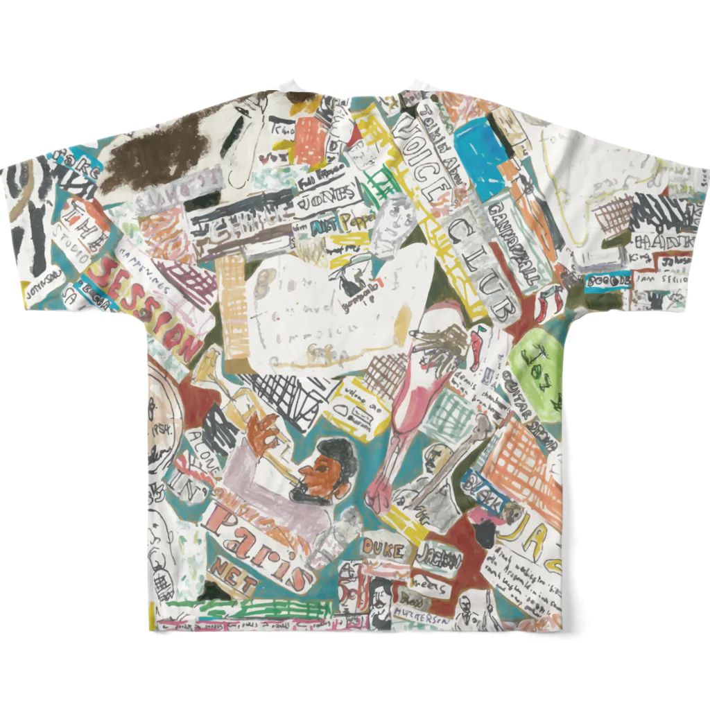 ふじみ屋 fujimi-ya のジャズコラ。 All-Over Print T-Shirt :back