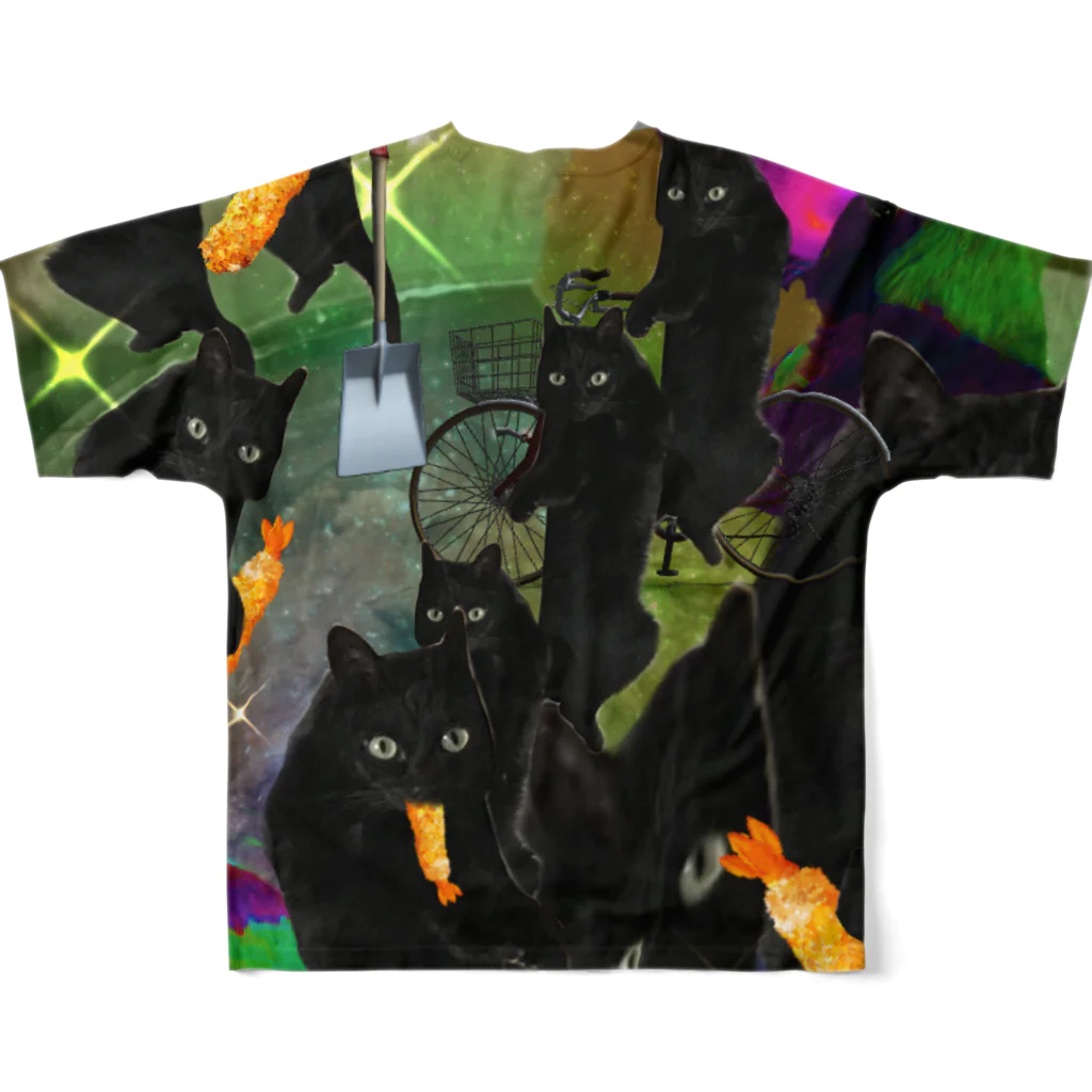 伊波ひふみの宇宙の黒猫 All-Over Print T-Shirt :back