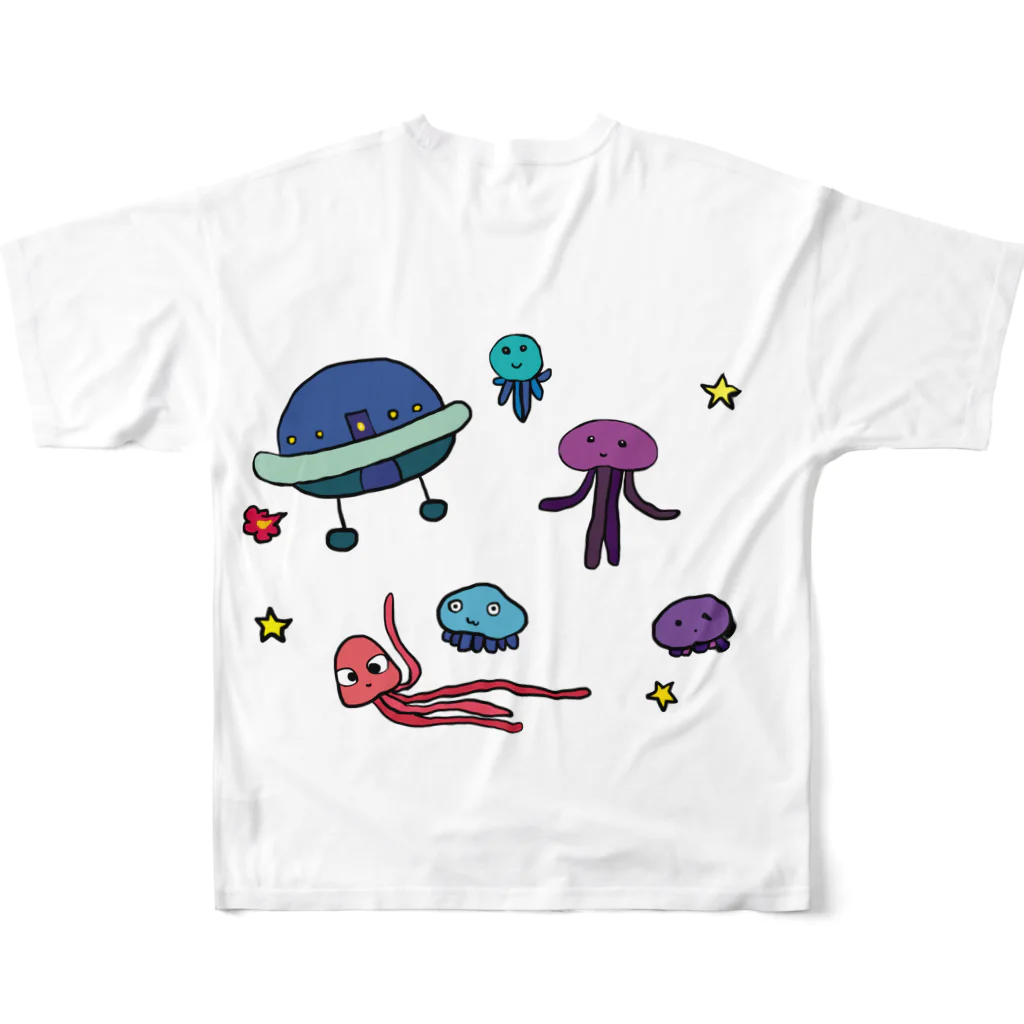 ぺけ丸のUFO 宇宙人 フルグラフィックTシャツの背面