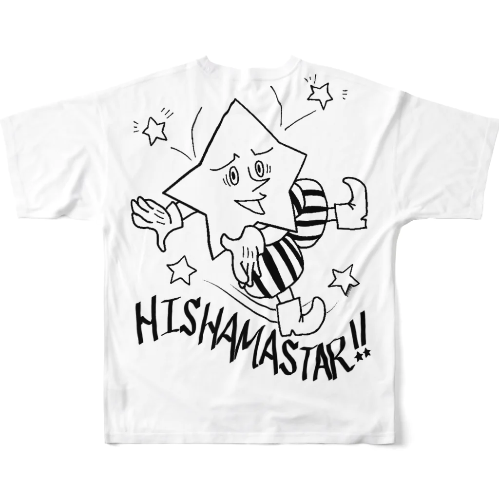 junk-houseのHISHAMASTAR!! （東北弁：ひしゃますた） フルグラフィックTシャツの背面