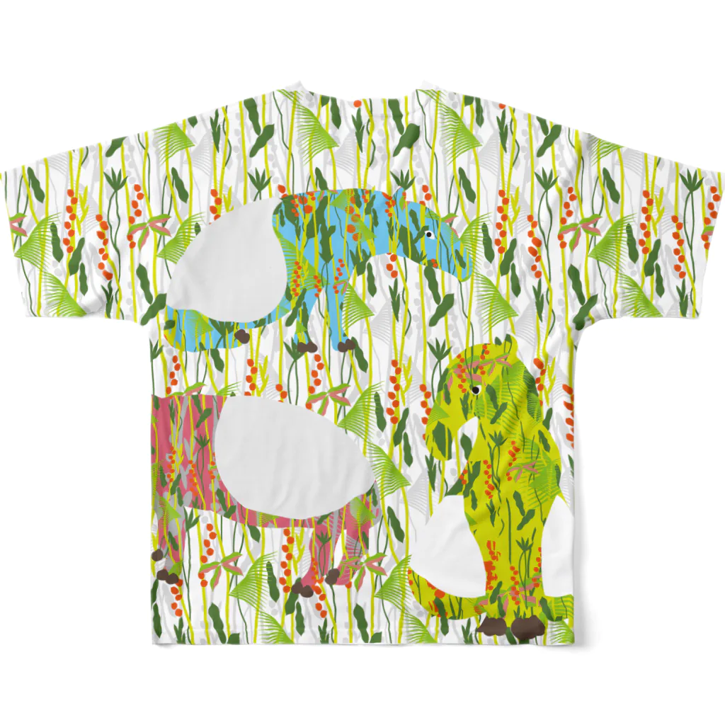 バクの森 〜マレーバクや動物イラストのグッズ 〜のバクの森シリーズ All-Over Print T-Shirt :back