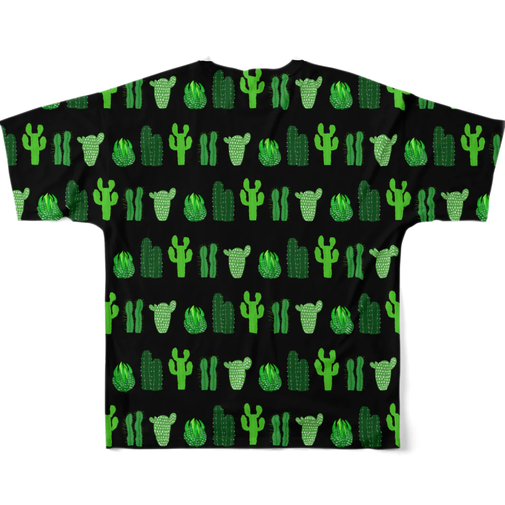 れなしやの🌵カクタス🌵ブラック🌵 フルグラフィックTシャツの背面