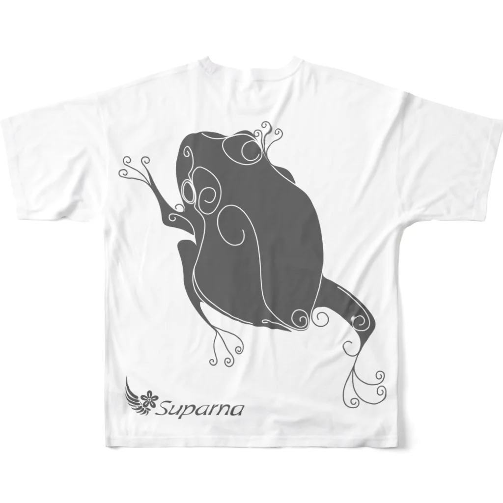 suparnaのかえるくん　モノクロ All-Over Print T-Shirt :back