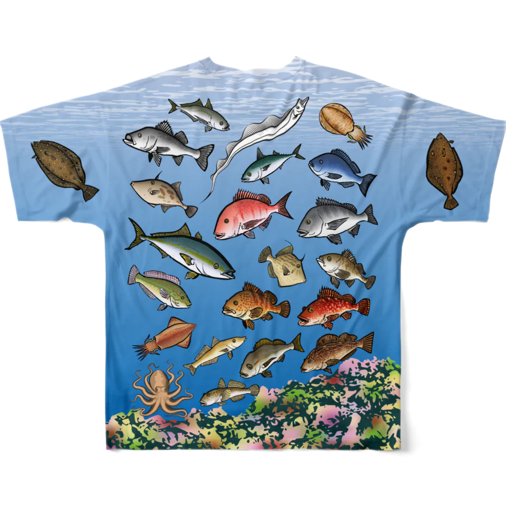 猫と釣り人のKAISUIGYO_2FB_C フルグラフィックTシャツの背面
