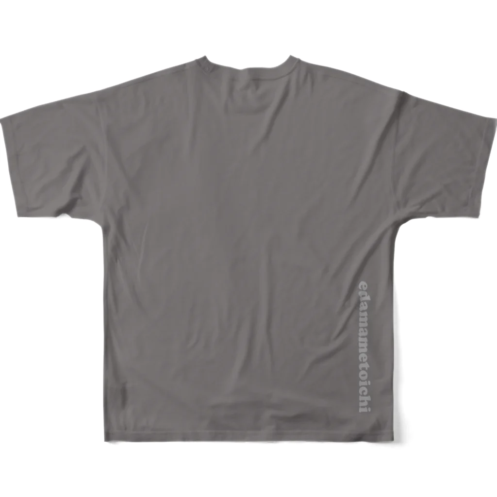 エダマメトイチのハロウィン2 グレイ Lサイズ用 両面 フルグラフィックTシャツの背面