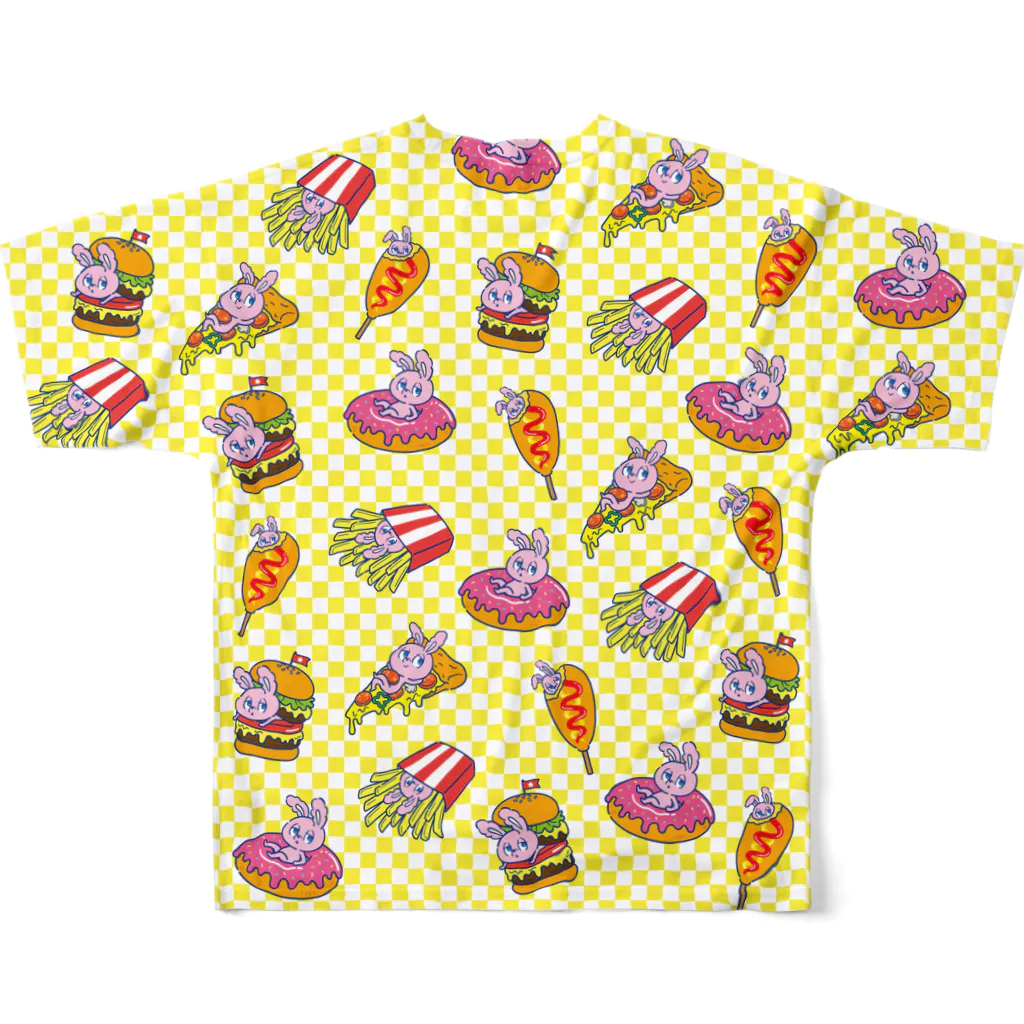 YUMEのうさぎ柄（黄色） フルグラフィックTシャツの背面