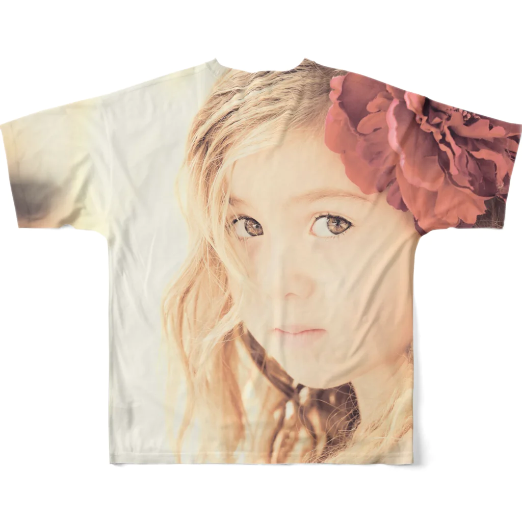 poppy22のセピアなフラワーガール All-Over Print T-Shirt :back