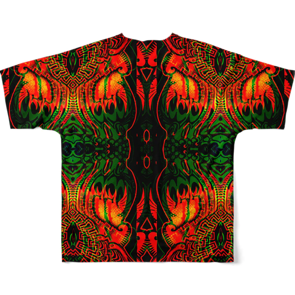 Maniac Labのサイケデリック　赤 All-Over Print T-Shirt :back