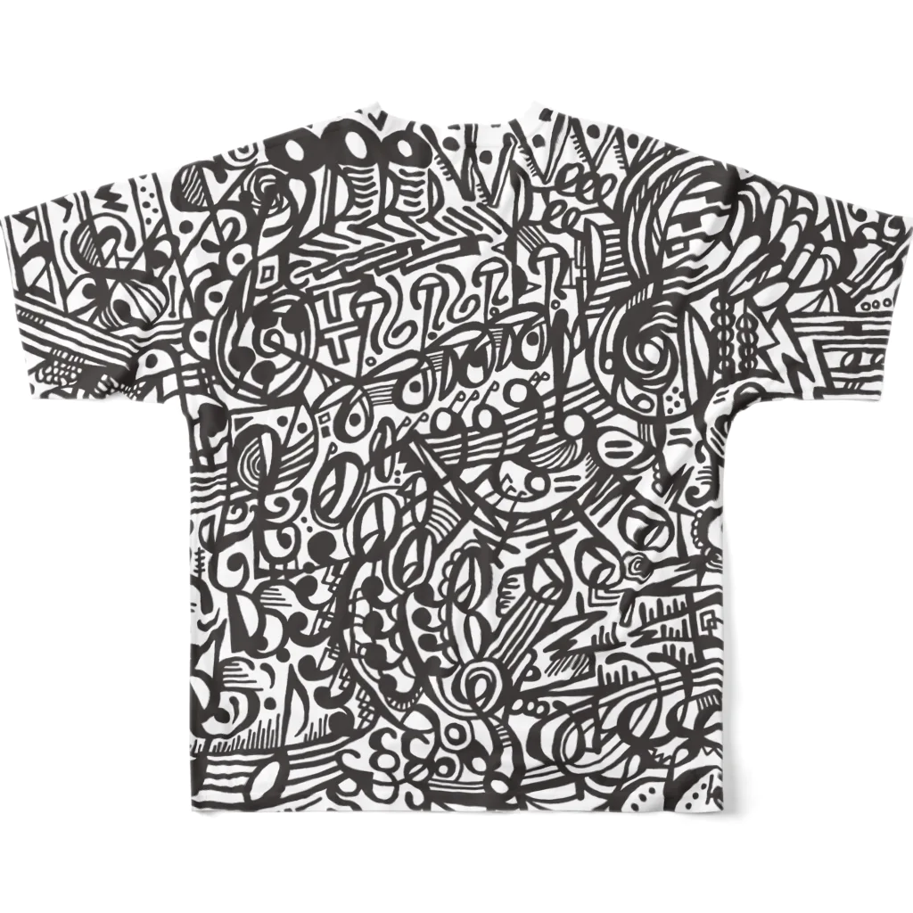 フクハラアキコの楽譜柄 All-Over Print T-Shirt :back