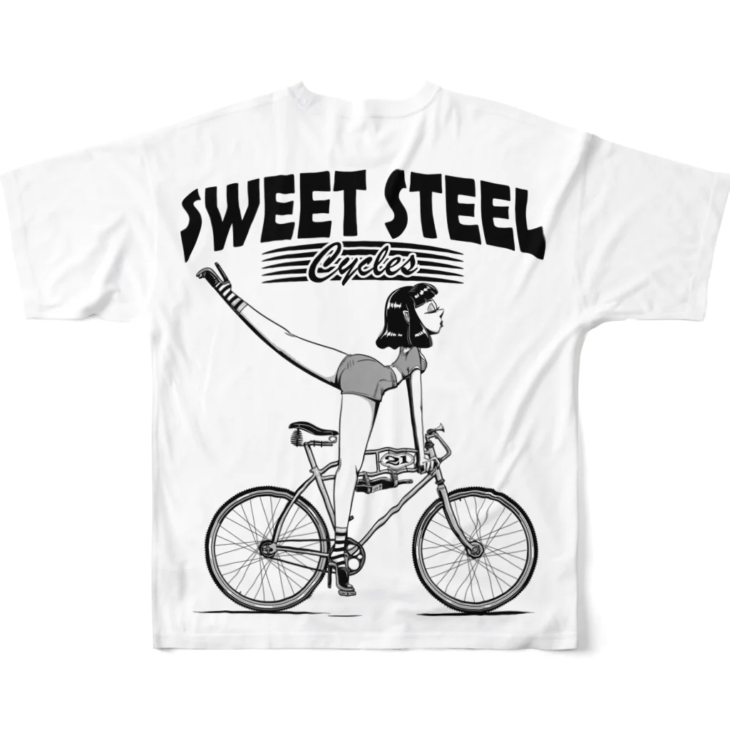 nidan-illustrationの"SWEET STEEL Cycles" #2 フルグラフィックTシャツの背面