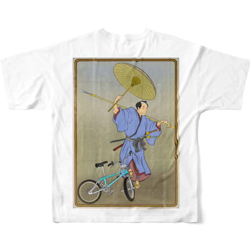 nidan-illustrationの"bmx samurai" #2 フルグラフィックTシャツの背面