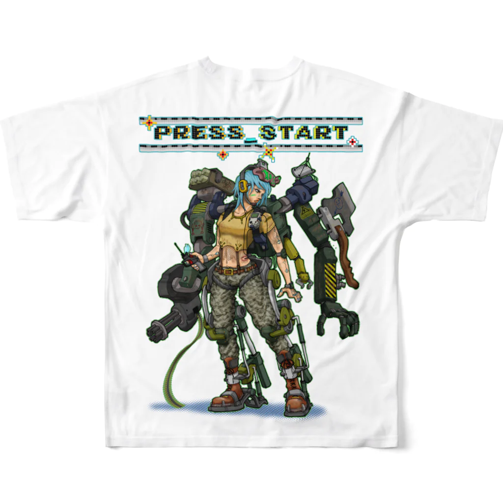 nidan-illustrationの“PRESS START” 1-#2 フルグラフィックTシャツの背面