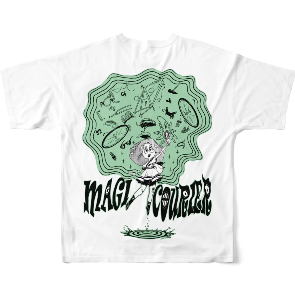 nidan-illustrationの“MAGI COURIER” green #2 フルグラフィックTシャツの背面