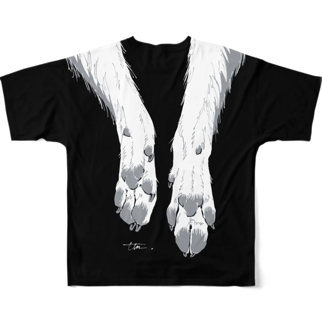 タタナ幻獣館の狼おてて 풀그래픽 티셔츠の背面