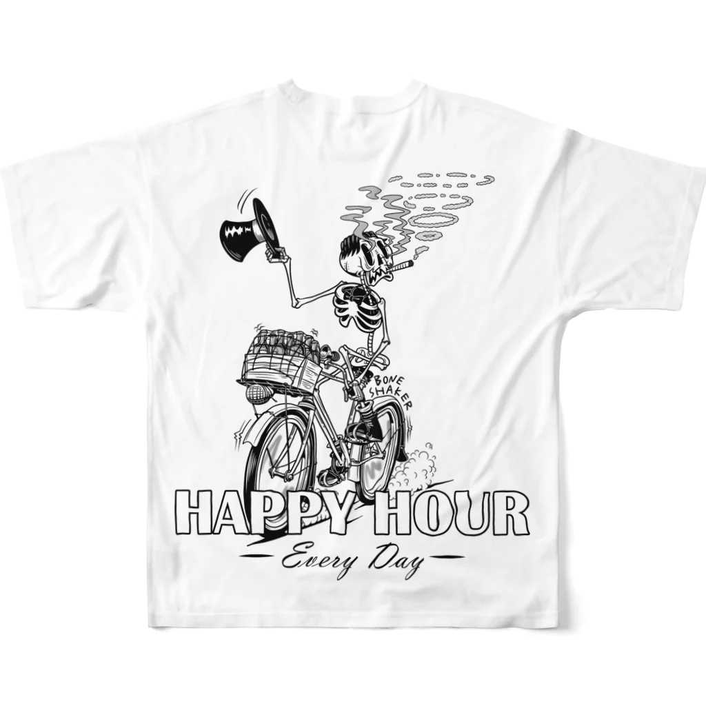 nidan-illustrationの"HAPPY HOUR"(B&W) #2 フルグラフィックTシャツの背面