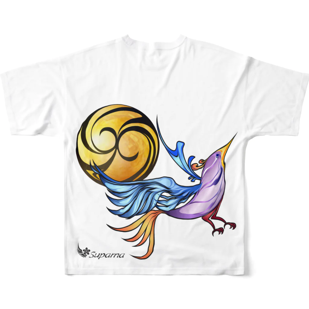 suparnaの月と鳥 フルグラフィックTシャツの背面