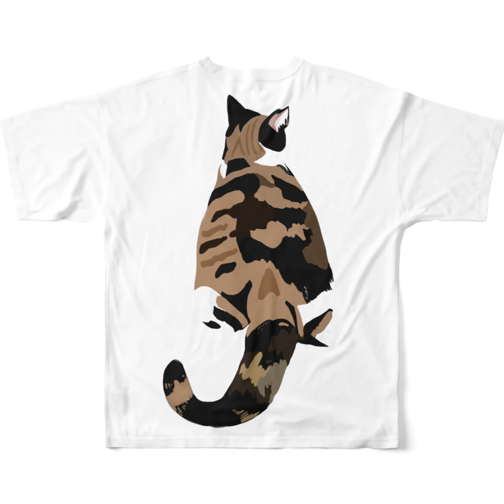 MIA似顔絵の三毛猫Tシャツ All-Over Print T-Shirt :back