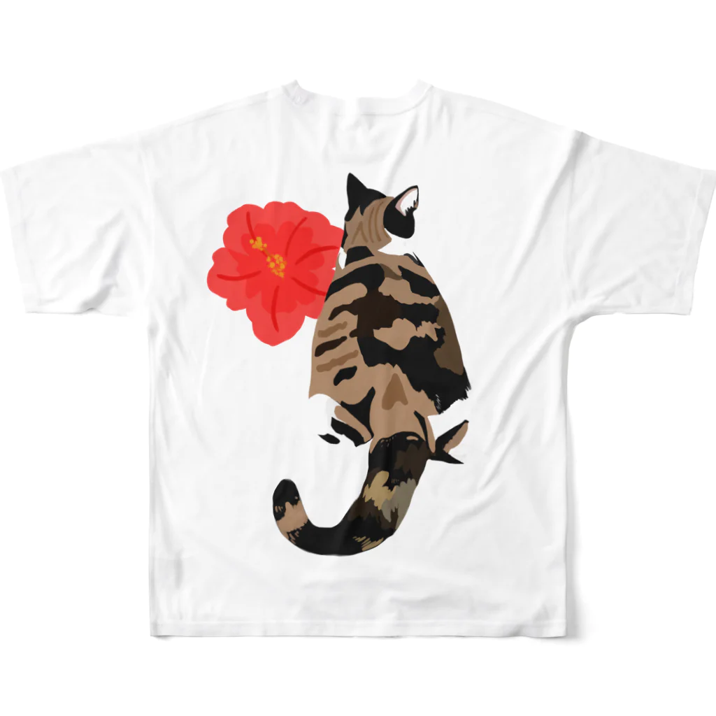 MIA似顔絵の三毛猫Tシャツ　夏 All-Over Print T-Shirt :back