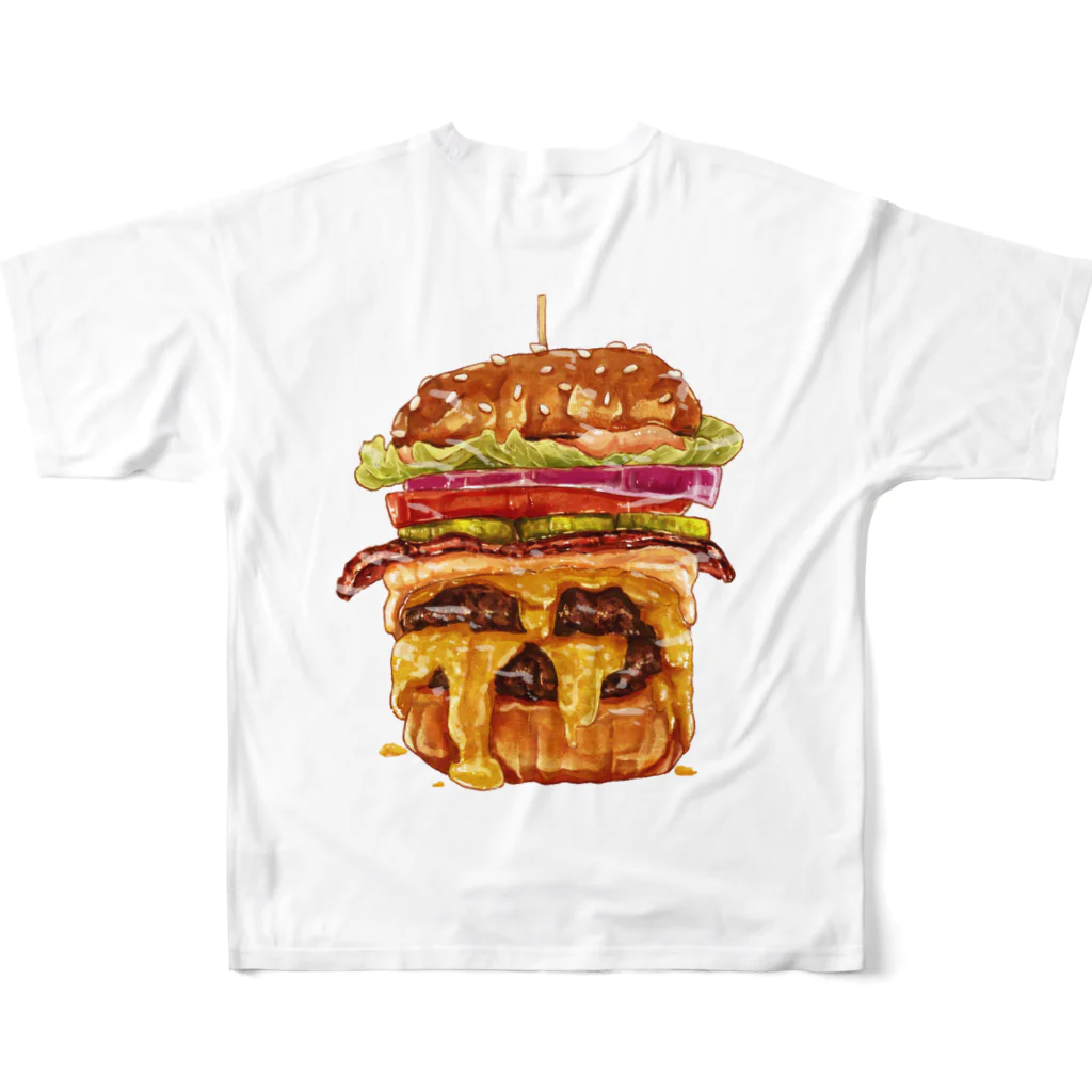 兼子良の飯テロハンバーガー フルグラフィックTシャツの背面