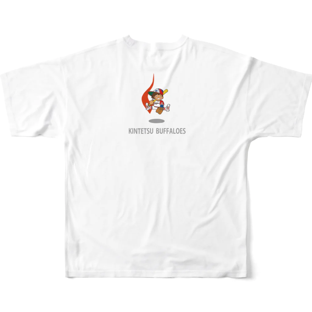 バッファ君  goods【近鉄バファローズ／1976-1996】のNEW：バファ君《オールスターBlack》背面にもバッファ君が居ます。 All-Over Print T-Shirt :back