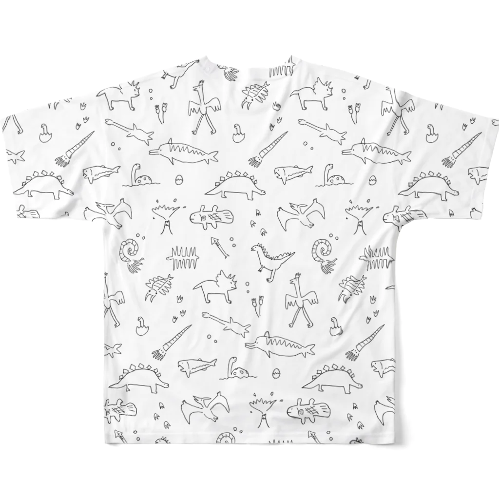 かいわれちゃんのウキウキ古代生物 All-Over Print T-Shirt :back