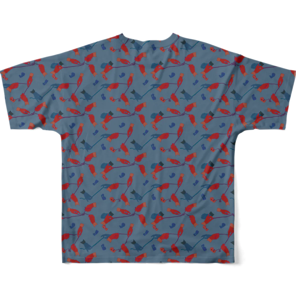 38　サンパチのテープくちゃくちゃ　ブルー All-Over Print T-Shirt :back
