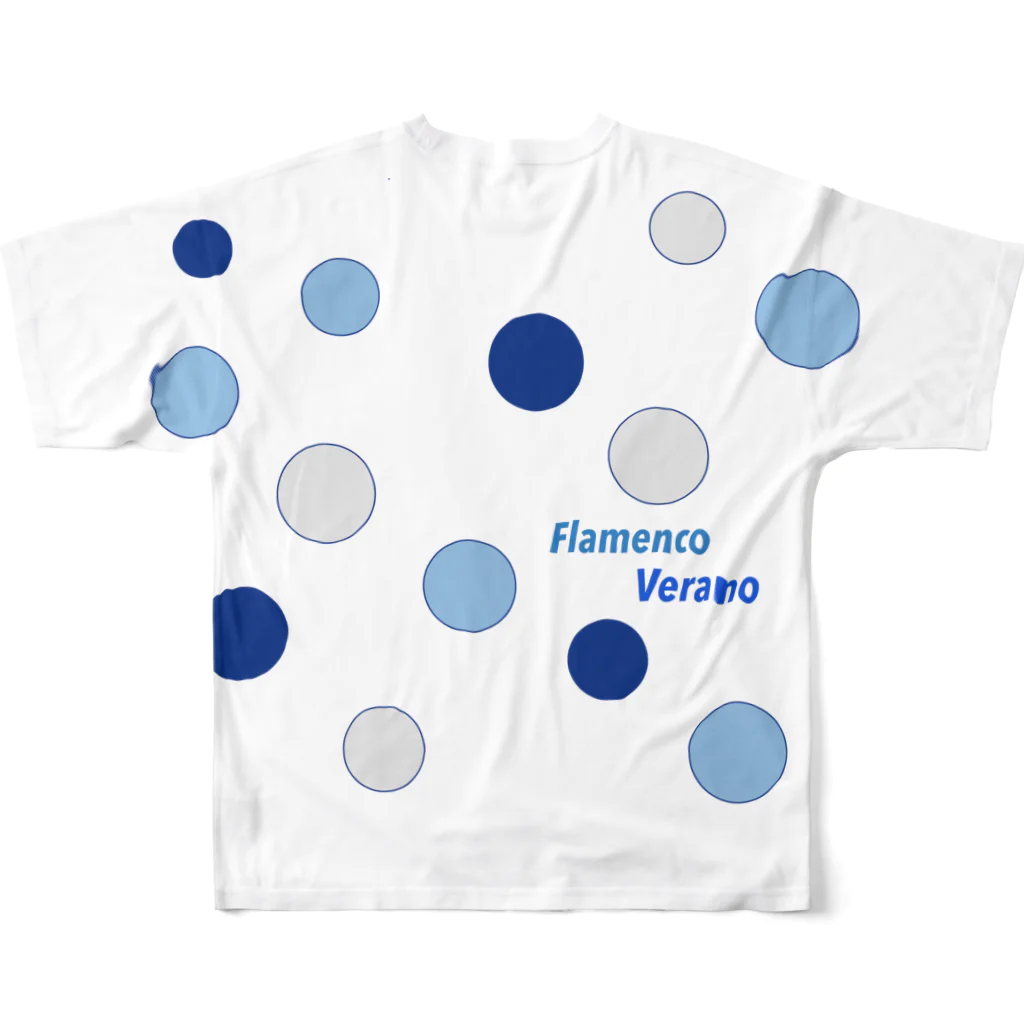 Flamenco Verano Tiendaのフラメンコ　ベラーノ　ブルーシージョとドット All-Over Print T-Shirt :back