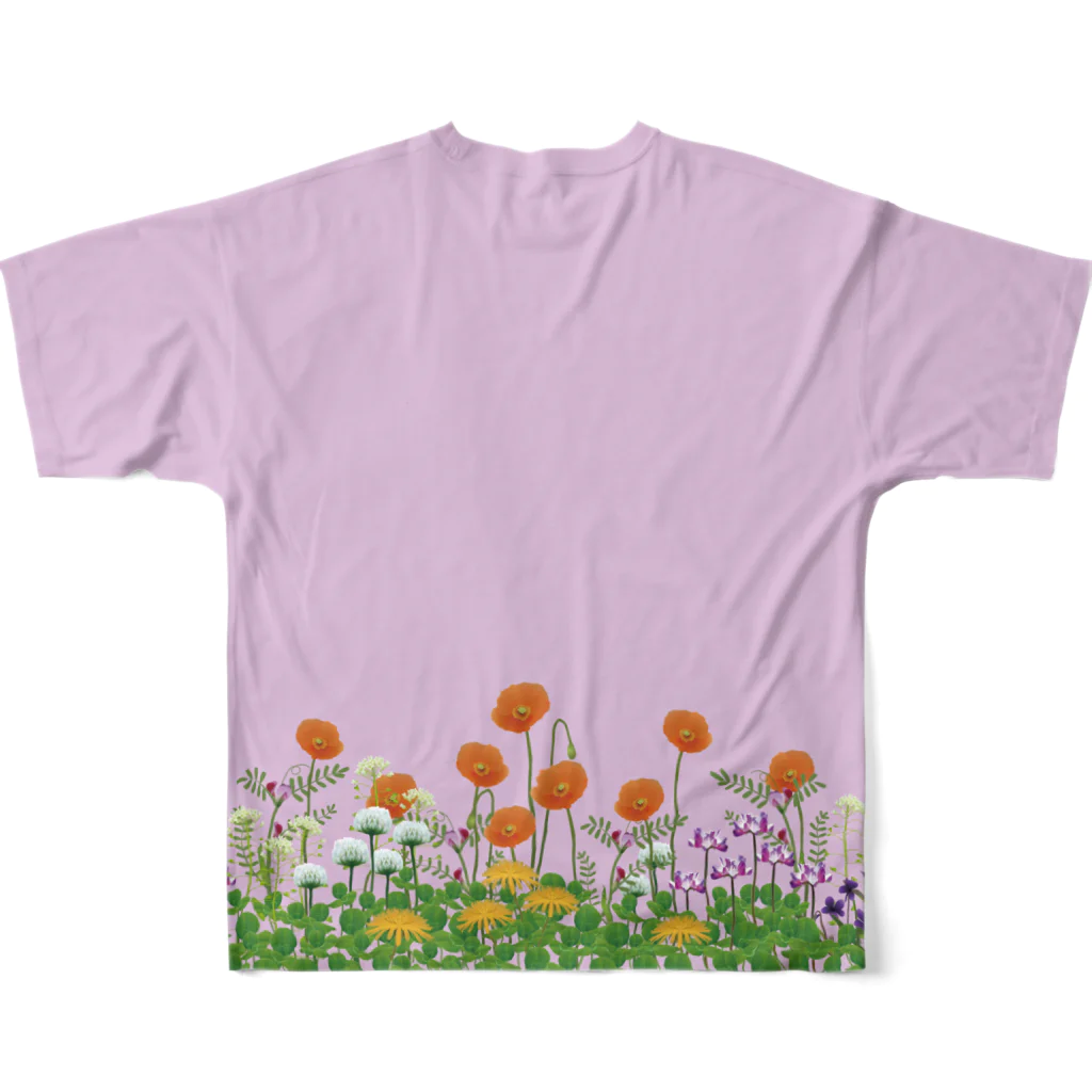 Drecome_Designの野の花 春2 フルグラフィックTシャツの背面