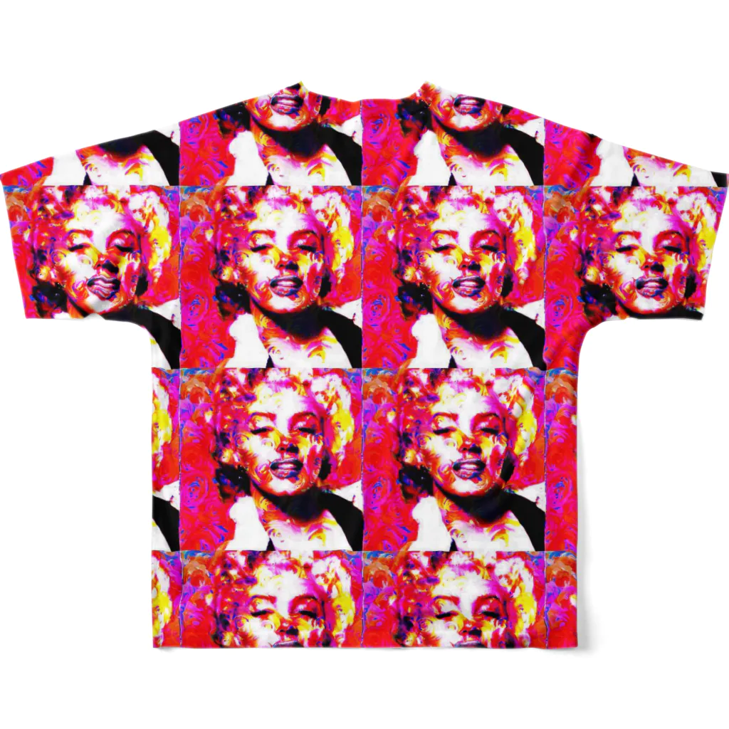 アインシュタインキャットのメニメニローズマリリン（赤） フルグラフィックTシャツの背面