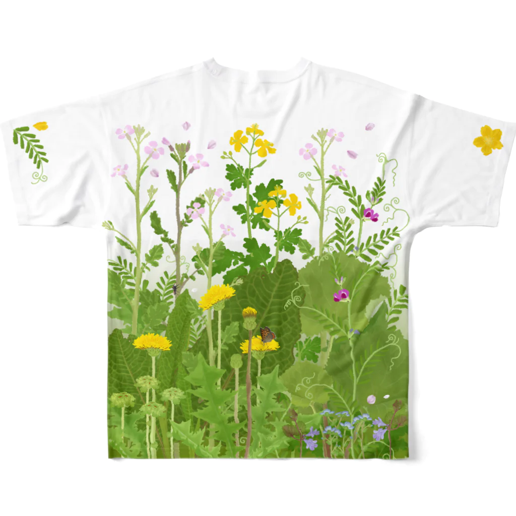 雁花工房（寄付アイテム販売中です）の「Lサイズ専用」春の野原 All-Over Print T-Shirt :back