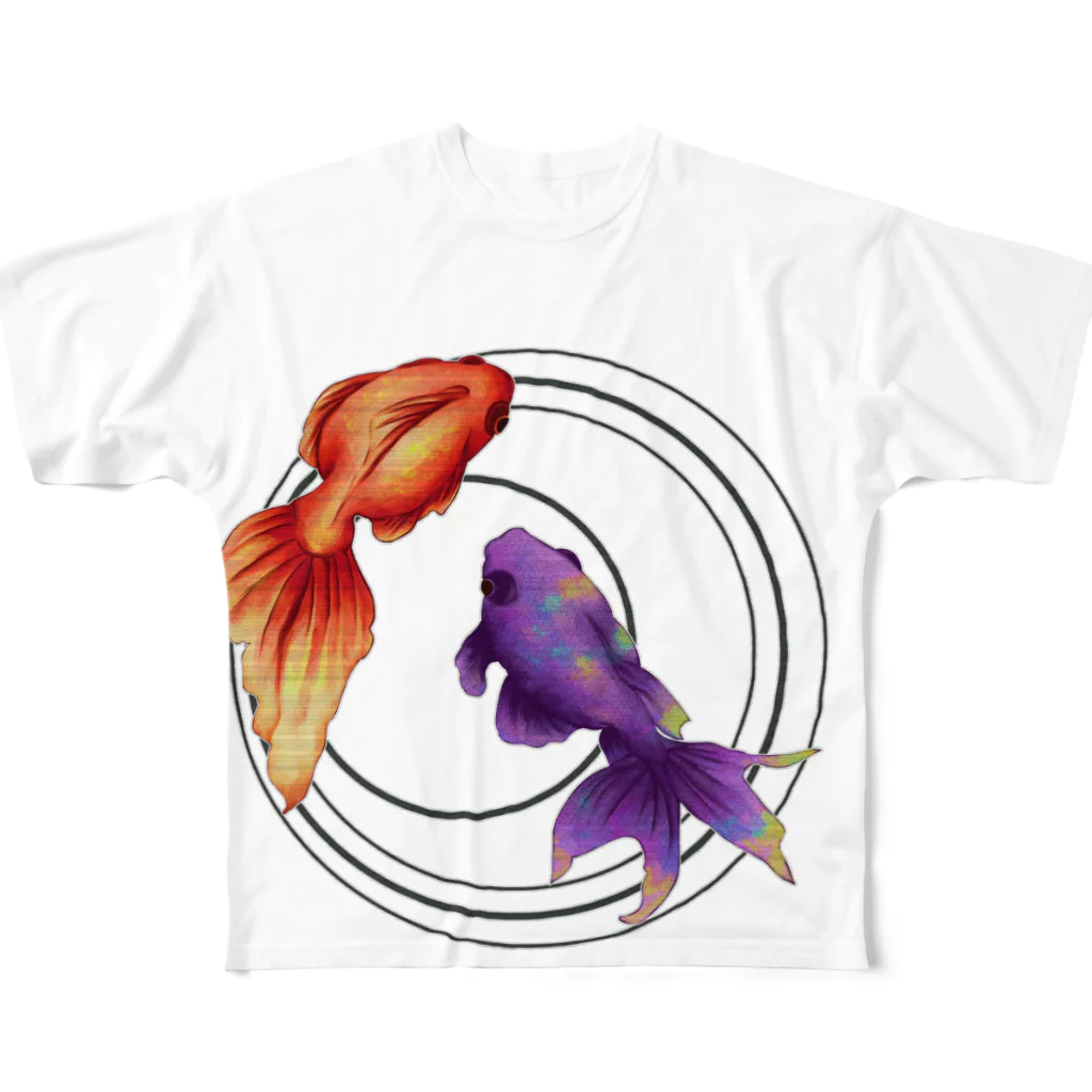 ari designの金魚づくし一ものがたり（水面バージョン） フルグラフィックTシャツ