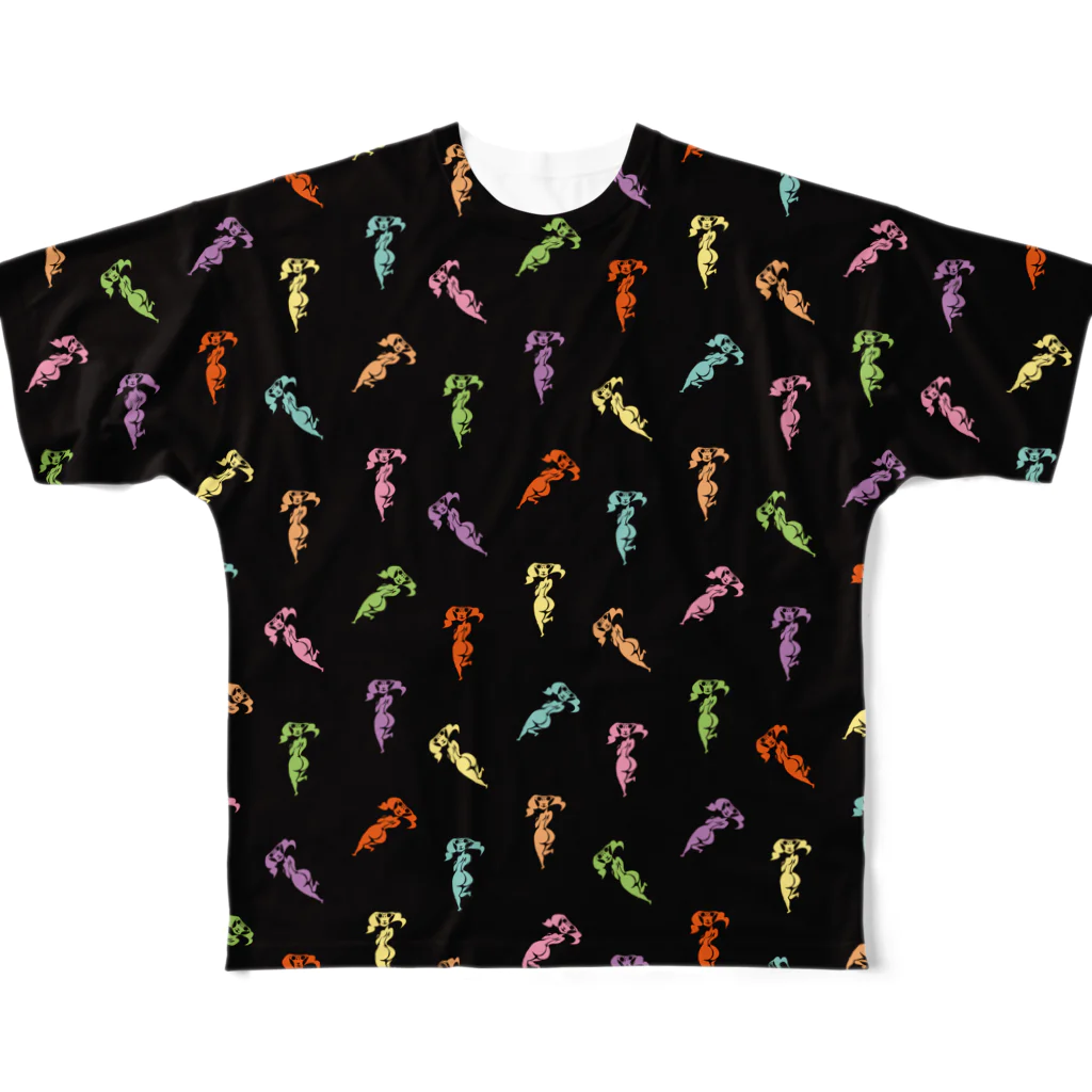 ieharatoshiakiのいやん（ブラック） All-Over Print T-Shirt